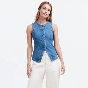 Madewell Denim Crewneck Vest in Java Wash